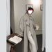 2026 Spring New Loose-Fit Korean Style Turn-Down Collar Trench Coat For Women, Double-Breasted Mid-Length Textured Coat,_ecoleips.com