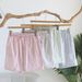 Summer 100% Cotton Pajamas Shorts Striped Women's Loose Fitting Sleep Bottoms Elastic Waist Sleep Shorts Home Lounge Wear_ecoleips.com