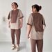 Women's Clothing Autumn New Contrast Striped Strappy Short Sleeved Tops Casual Trousers Suits Women's Clothing_ecoleips.com
