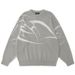Color Blocked Sickle Jacquard Crew Neck Sweater American High Street Trendy Loose Fitting Casual Pullover Design for Men And Women_ecoleips.com
