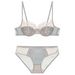 Aria Basics French Style Eyelash Lace Sexy Hollow Out For Women With Soft Underwire Thin Push-Up Bra Set_ecoleips.com