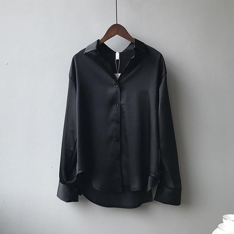 Women's Clothing Fashion Satin Silk Shirt Blouse Women's Shirt_ecoleips.com