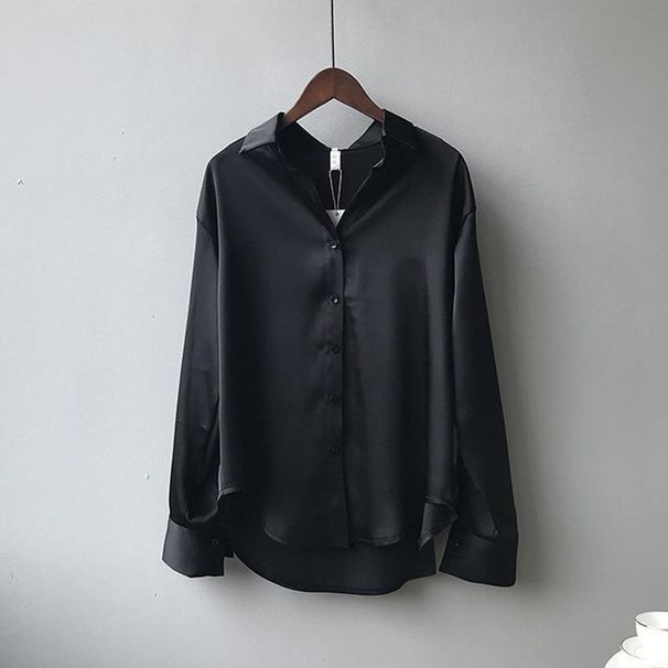 Women's Clothing Fashion Satin Silk Shirt Blouse Women's Shirt_ecoleips.com