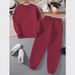 Women's Fleece Lined Sweatshirt Set Casual Fashion Letter Print European American Style Autumn Winter Clothing_ecoleips.com