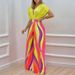 Women's Clothing Spring And Summer New Printed Bat Sleeve Top Wide Leg Pants Two Piece Suit Female_ecoleips.com