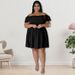 Women's Clothing Off-Shoulder Short Sleeve Midi Dress With Diamond Jacquard, Flowy Swing Dress In Waffle Texture_ecoleips.com