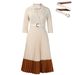 Verve D538 Autumn Winter Women's Suit Collar Fashion OL Elegant Pleated Dress_ecoleips.com