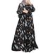 In Stock Cross-Border New Printed Middle Eastern Muslim Malay Full Sleeve Round Neck Robe Long Dress Factory Wholesale_ecoleips.com