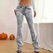 Women's mid Waist Slim Fit Flared Jeans Snowflake Wash Elastic Floor Length New European American Style 2026_ecoleips.com