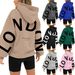 Women's Clothing Printed Long Sleeved Loose Pocket Hooded Sweatshirt_ecoleips.com