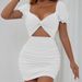 Women's Sexy Pleated Hollow Out Puff Sleeve Bodycon Dress Casual Elegant Fashion American Style Thin Summer Dress_ecoleips.com