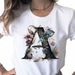 European And American Cross-border Foreign Trade Women's Floral Letter Print Round-neck Short-sleeve T-shirt Top_ecoleips.com
