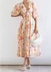 Women's Bohemian Floral Mid-Length With Ruched Beach Flowy Dress_ecoleips.com