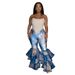 Aria Basics K10744 European And American Clothing Supply, Hot-selling Tie-dye Printed Flared With Ruffles, New_ecoleips.com
