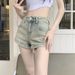 Women's High Waist Slim Straight Leg Denim Shorts Yellow Mud Color A-Line Super Short Hot Pants Summer Style S2023_ecoleips.com