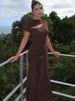 Mozision Hollow Out Short Sleeve Sexy Maxi Dress Women Brown Turtleneck Draped Ruched Bodycon Club Party Long Dresses Female_ecoleips.com