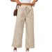 Women's High-Waisted Stripe Wide-Leg Trousers 2024 Summer Casual Ankle Pants - Comfortable Linen-Like Fabric For Daily Wear_ecoleips.com