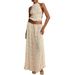 Women's Sexy Halter Neck Set Sleeveless Backless Multi Color Full Skirt Ensemble_ecoleips.com