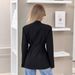 European And American Women's Fashion Autumn Elegant Slim Waist Black Blazer Commuting Design V-neck Suit Jacket_ecoleips.com