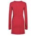 Women's French-Inspired Knitted Dress - Slimming High Waist With Diamond Buttons & Bow Tie (Red, Autumn/Winter Collection)_ecoleips.com