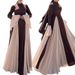 Stand Up Collar Zipper Trumpet Chiffon Sleeves Long Temperament Elegant Big Swing Dress_ecoleips.com