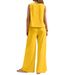Women's Clothing Hot Selling Solid Color Elegant Two Piece Round Neck Vest And Wide Leg Pants Suit For Women_ecoleips.com