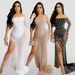 Women's Clothing Sexy Hot Diamond Wrapped Chest See Through Side Opening Slim Fit Floor Length Dress Nightclub_ecoleips.com