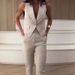 Women's new fashionable temperament simple vest suit long suit pants_ecoleips.com