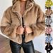 Women's Clothing autumn and winter rabbit fur zipper cardigan plush warm jacket_ecoleips.com