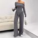 Women's Clothing Two Piece Suit For Women Autumn New Style Fashion Casual Straight Pants Temperament Loose One Line Collar Pit Strip Knit_ecoleips.com