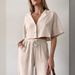 Women's Clothing Cotton And Linen Shirt High Waist Wide Leg Pants Two Piece Loose Casual Suit_ecoleips.com