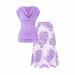 Women's Clothing Elegant Solid Color Draped T Shirt With Floral Print Skirt Sets_ecoleips.com