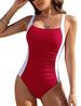 Aria Basics European And American Cross-border 2025 New Women's One-piece Bikini With Digital Print, Spliced Design, Slim Fit,_ecoleips.com