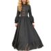 European And American Autumn New Women's Retro Western Style Long Sleeve Cotton-Linen Dress_ecoleips.com