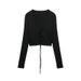 Sexy American Syle Ho Girl Top Spring Summer Long Sleeve Shor Black Kni Cardigan Design Sense Women's Kniwear_ecoleips.com