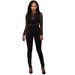 Lace Bodysuit Jumpsuit – Long Sleeve High-Waisted Lace Romper For Women (S-XL, Polyester, Sexy Lace Design, Tight Fit, Party Wear)_ecoleips.com