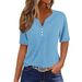 's Best-selling Spring-summer Loose-fitting T-shirt With V-neck, Three-button Print, Short-sleeved European And_ecoleips.com