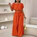 2026 European And American New Women's Wide-leg Pants, High-waisted, Solid Color, Slightly Flared, With Ties, Drapey,_ecoleips.com