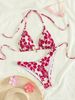 Women's Sexy Bathing Suit Bikini Halter Neck Tie Print Beach Outfit 2025 Trendy Swimwear_ecoleips.com