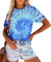 Tie Dye T Shirts For Women Rainbow Shirts Funny Short Sleeve Tops_ecoleips.com
