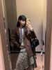 girl Sweet And Salty Loose Long Sleeve Blazer Irregular Plaid Skirt Women 2025 Autumn Fashion Set Trend_ecoleips.com