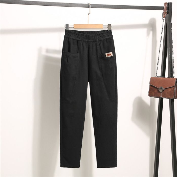 "Women's Straight Leg Casual Pants Mid-Rise Cotton Linen Blend Comfortable Spring Summer Trousers For Petite & Plus Size"_ecoleips.com