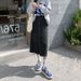 K Women's Mid Length Skirt With High Waist And Slimming A-line Skirt, New Denim Split Half Body Skirt_ecoleips.com