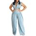 Women's Clothing Women's Jeans Suit Sexy Sleeveless Two Piece Loose Straight Summer_ecoleips.com