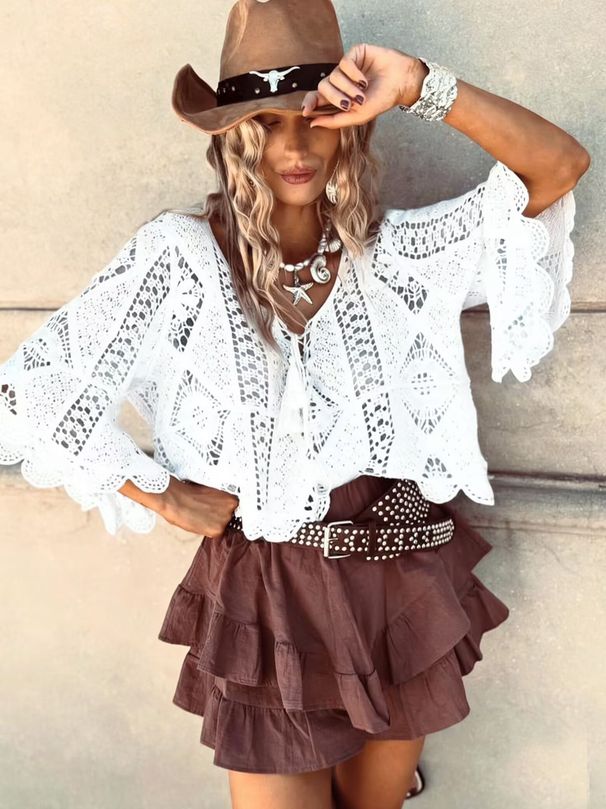 Women's Knitted Sun Protection Cover Up Top Hollow Out Spring Summer New Clothing Russian_ecoleips.com