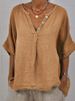 Women’s Clothing Spring New Women's Casual Loose Fashion Mid Sleeve Cotton And Linen Solid Color Door Tube V Neck Button Shirt_ecoleips.com
