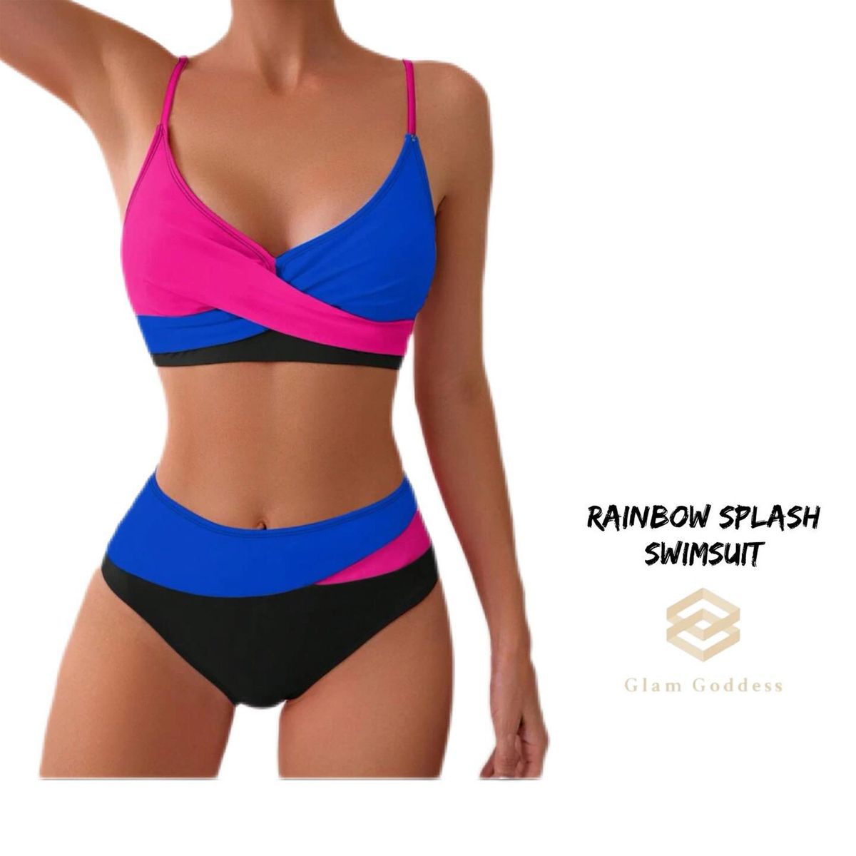 Women's Clothing Split Stitching Contrast Color Bikini Seaside Swimsuit_ecoleips.com