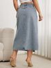 K Tethered Mid Skirt Elegant Women's Split Wrap Long Denim Skirt Loose Retro_ecoleips.com
