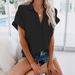 Exclusive Cross-border Supply For 2019 Summer Clothing, Best-selling Short-sleeve Women's Collared Button-up_ecoleips.com