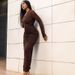 Elegant V-Neck Bodycon Dress For Women - Long Sleeve Pleated Slim Fit Dress, Solid Color Streetwear, European & American Style_ecoleips.com